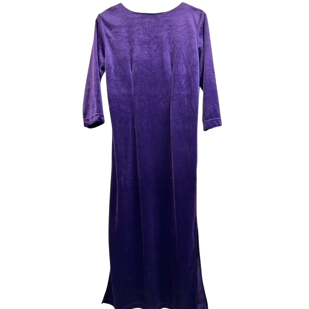 Vintage Style Studio Purple Velvet Maxi Asian Cheongsam Floral Whimsygoth Y2K M - Picture 3 of 5